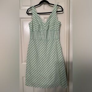 Ann Taylor Loft Cotton Mint Striped Fit & Flare Dress Size 6